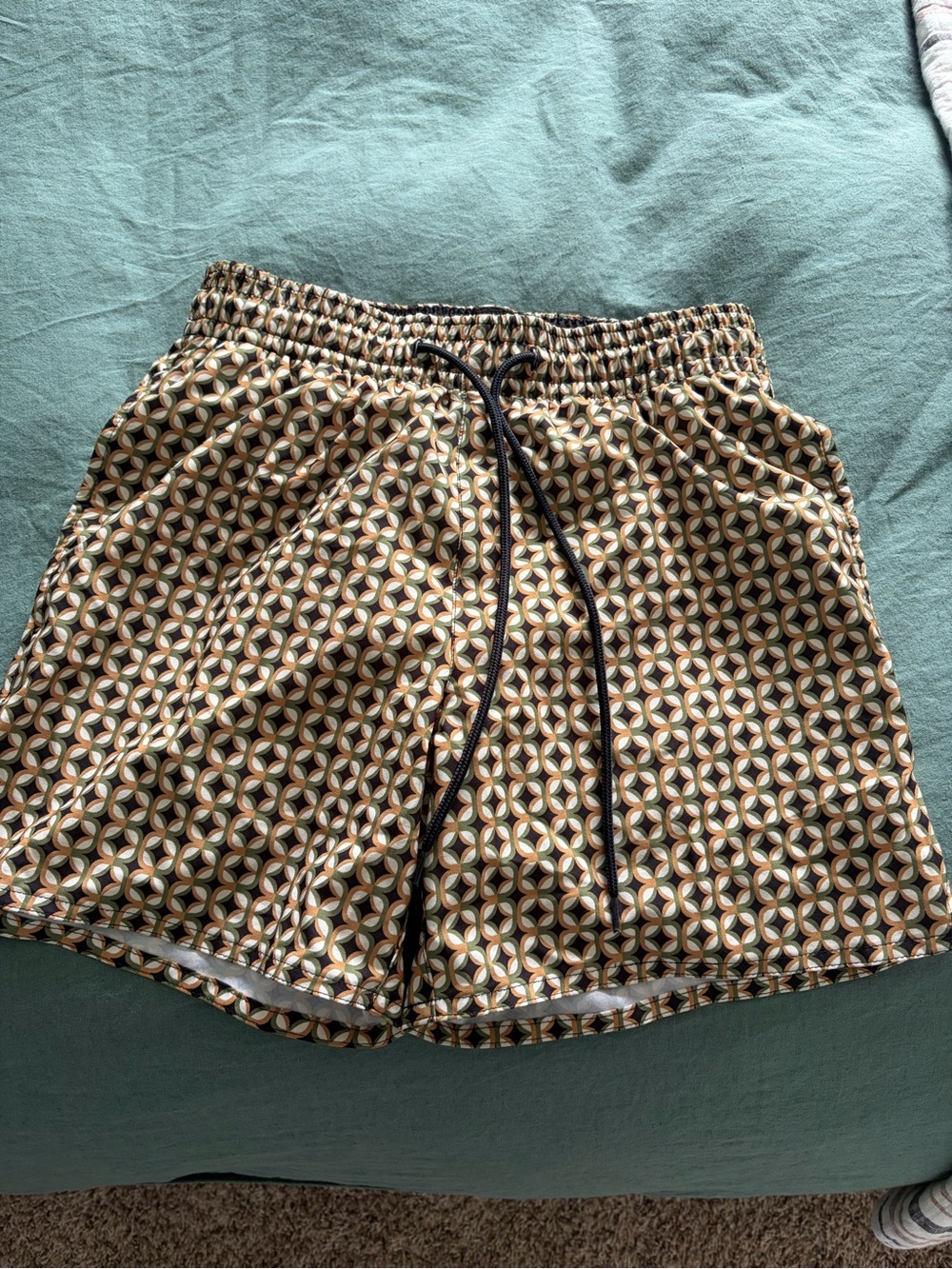 Murano Geometric Print Swim Shorts - Olive, Beige, Black